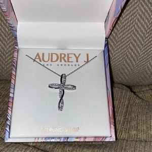 ✝️NWT 925 Sterling Silver CZ Cross Pendant & Necklace